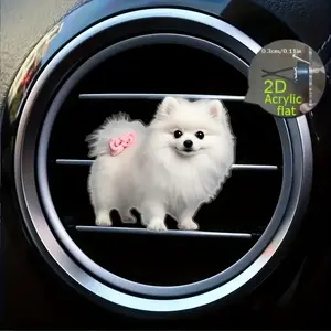 Cute Dog Theme Car Vent Clip Decoration, Aromatherapy Diffuser, Car Air Diffuser, Compatible with DIY Essential Oils, 2D Flat Design, Car Interior Accessory