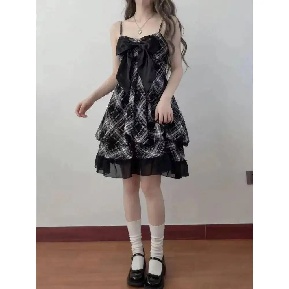 Korean Style Sweet Slim Bud Mini Dress Women Strap Sleeveless Dress Soft Girl Daily Casual Summer Outfits