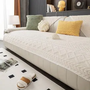 Solid Color Sofa Cover: Non-slip Sofa Slipcover, Soft Sofa Towel & Comfortable Throw Pillowcase, Sofa Protector for Home Living Room