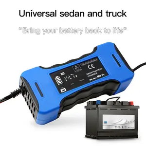 12V-24V Universal Vehicle Battery Charger with LCD Screen, Pulse Repair & Trickle Charger Maintainer for Car, Truck, Boat Batteries