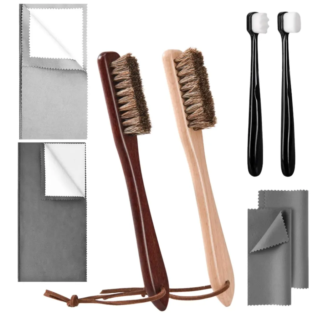 Silver Jewelry Cleaning Kit Premium Detailing Brush & Polishing Cloth Horsehair Silver Cleaning Brushes for Silverware Plateware Jewelry Cleaner