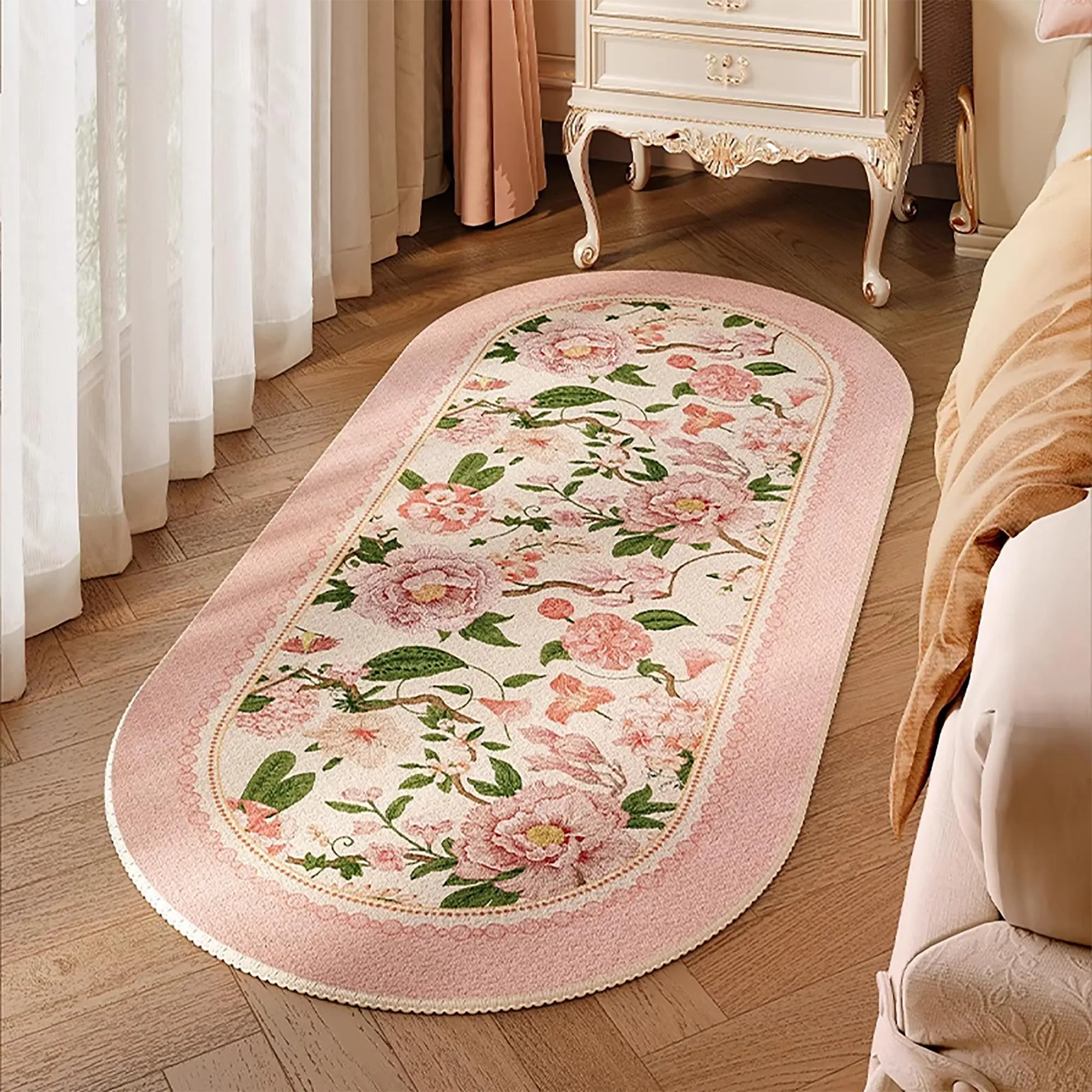 Floral Pattern Non-slip Floor Mat, Rectangle Home Decorative Carpet, Soft Floor Rug, Decorative Mat for Home Living Room Bedroom Hotel, Floral Machine Washable Rug, Floral Area Rug, Indoor Floor Rug, Flower Pattern Rugs