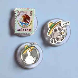 Funny Mexico Sombrero MagSafe Magnetic Phone Grip Bundle, Cute Goose Raccoon Stamp Phone Holder Stand, Travel Pop Grip Gift for Phone
