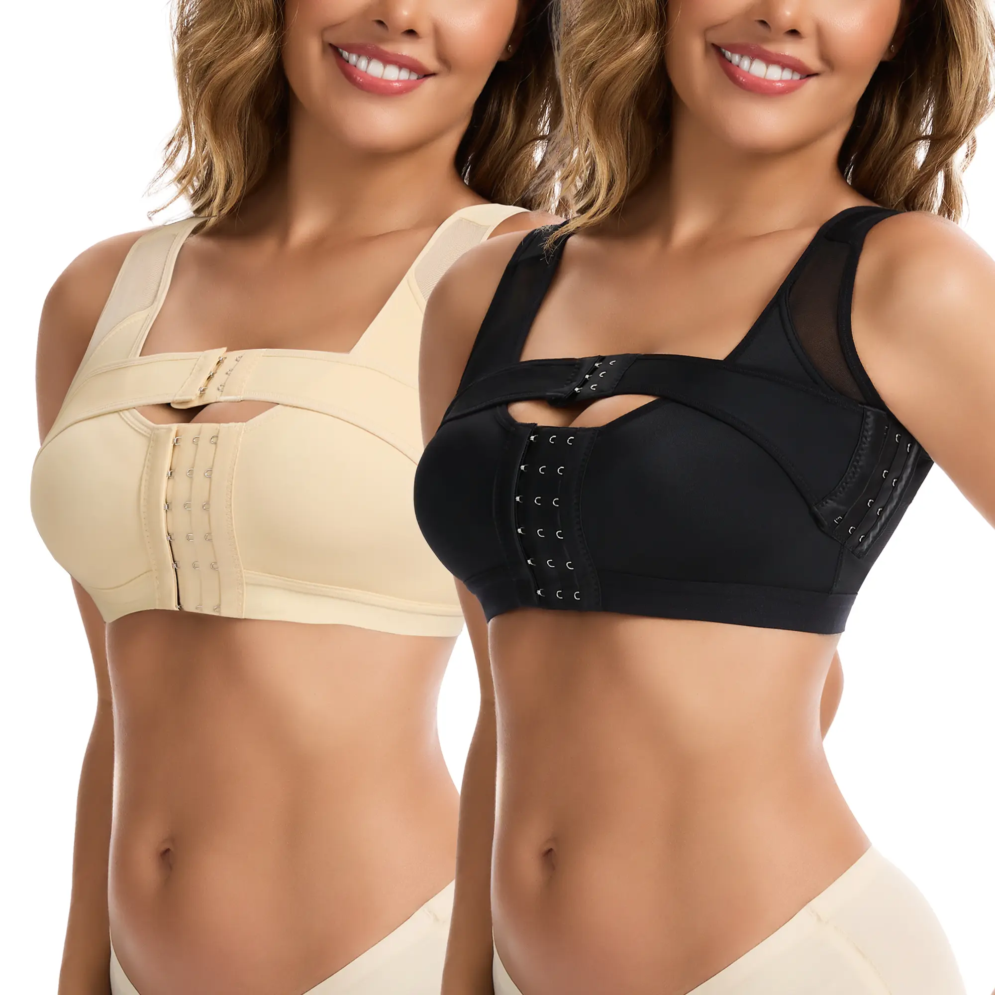 Womens' Front Closure Post Surgery Posture Bra Shaper Tops with Breast Support Band No Underwire  Full Coverage Everyday Bralette Comfy Womenswear Underwear