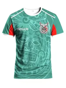 Men's Mexican Style Football Jersey, Round Neck Soccer Shirt, Breathable Knit Fabric, Suitable for Competition Training Casual Wear