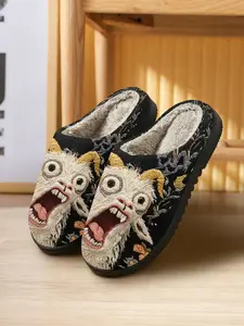 Funny Goat Print Fall Winter Warm Slippers, Unisex Couple Matching, Soft Skin-Friendly Comfort, Casual Home Wear, All Seasons