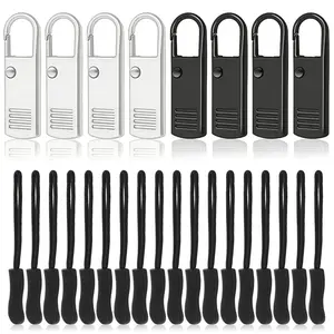 30 Pack Zipper Pulls Replacement, 10 Pack Metal + 20 Pack Nylon Zipper Slider for Suitcase, Luggage, Backpack, Golf Bag, Jacket, Clothes, Boot Repair