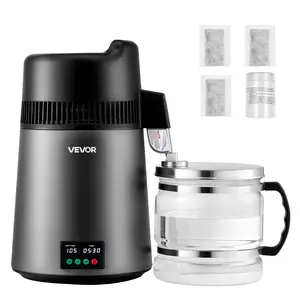 【Father's Day】VEVOR Water Distiller, 6L 1.6 Gallon Larger Pure Water Purifier Filter For Home Table Countertop, 900W Glass Pot Distilled Maker, Stainless Steel Interior Drinking Machine to Make Clean Waters