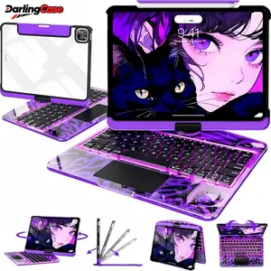 DarlingCase iPad Case ,For iPad 11th/A16 ,iPad 10th，iPad Pro 11in，Latest 360 Swivel Keyboard with Y2K Style tranparent case for iPad Table Accessories ipad Keyboard case，Backlit keys,For iPad Pro 12.9in,iPad Air 13inch-M2/M3,wireless Keyboard,Christmas