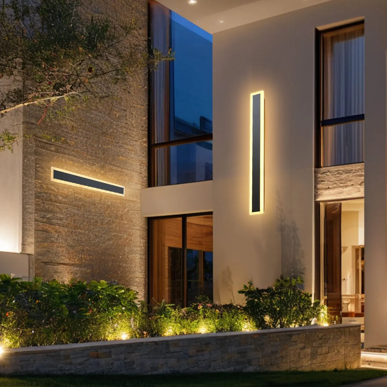 【DealsForYouDays】VEVOR Outdoor Wall Lights, 2 Pack, 31.5 Inch Long Strip Modern Exterior Wall Sconce Light Fixtures, 3000K Warm White, IP65 Waterproof Anti-Rust Outside Wall Mount Lighting, for House, Porch, Garage