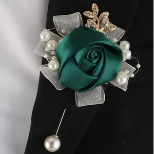 Wedding Rose Boutonniere Groom Flower Brooch Pin Men's Boutineer Suit Decoration Party Prom Anniversary Accessories for Ma Floral Pins