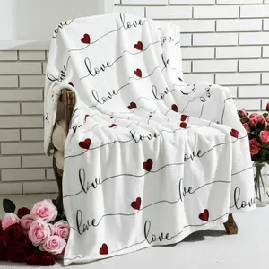 Valentine's Day Throw Blanket Ultra Soft Flannel Fleece Blanket for Bed and Couch Cozy Holiday Theme Throw Warm Winter Valentines Decoration