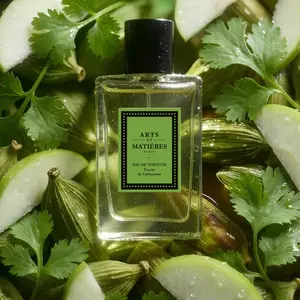 Touche de Cardamome Eau de Toilette Made in France Arts et Matieres Family: Aromatic, Ozonic  Top Notes: Tangerine, Grapefruit, Ginger, Green Apple, Cardamome  Heart Notes: Amber,Cedarwood,Coriander, Nutmeg Base Notes: Musk, Vetiver, Patchouli, Tonka Bean