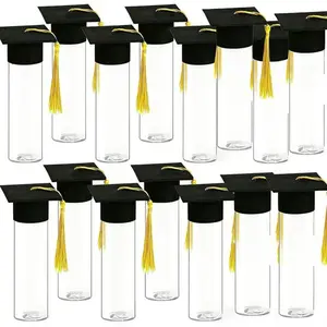 15set Graduation Candy Containers, Graduation Candy Box, Plastic Grad Cap Jars with Tassels Stickers, Mason Jars for DIY Party Decorations, Class of 2026 Gifts