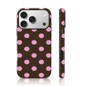 Pink & Brown Polka Dot Design Phone Protector Full Body Protection for iPhone 17 Pro Max/16 Pro Max /15Pro Max 15/14/13/12 & Samsung S26 /S25Ultra Fashion Phone Case