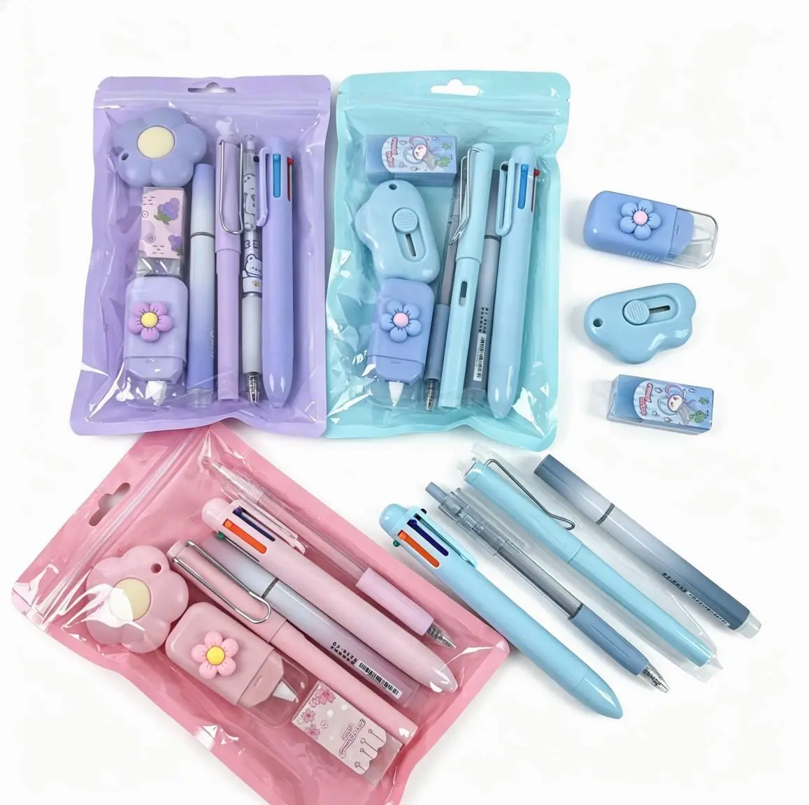 7-in-1 All Round Stationery Set Multicolor Pen Correction Tape Eraser School Daily Use Back to School Kit
