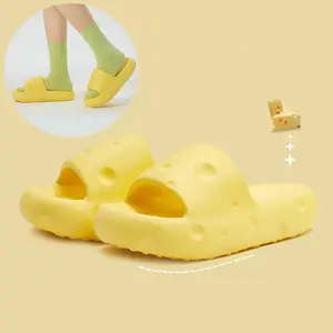 CheesyChic Home Slippers, CuteCheese Style House Slippers, SoftBath Cheese Slippers, Women'sCheese Style Bathroom Slippers