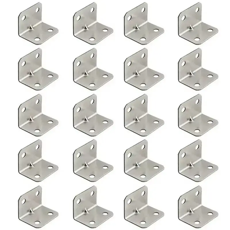 90-Degree Angle Fixed Bracket Set, Heavy-Duty Metal Surfaces Fastener, 20-Pack for Table Frames Millimeters Furniture Repair & Assembly