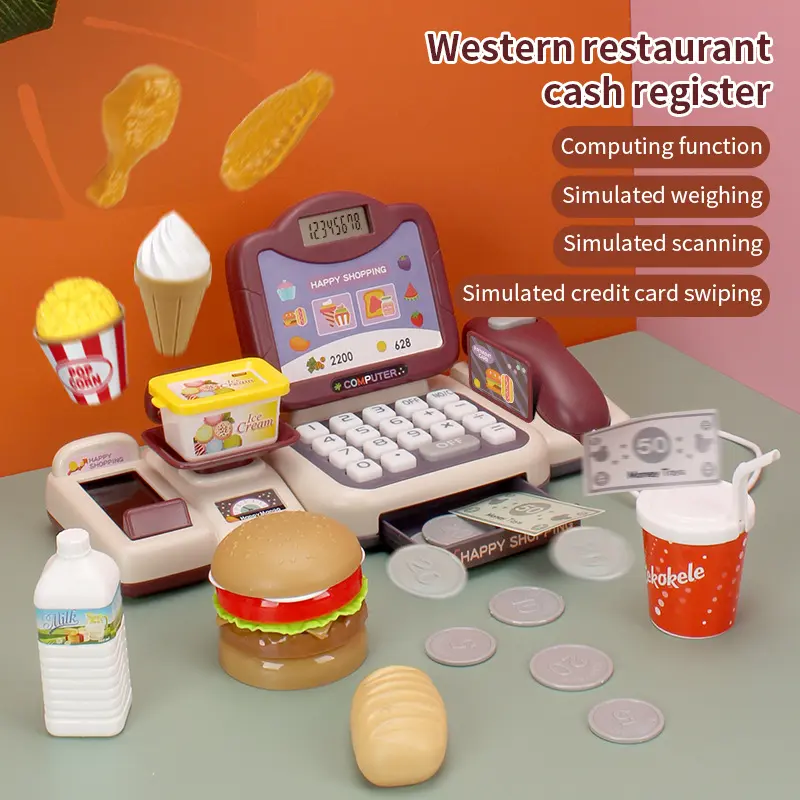 Children's Multi-Function Cash Register Toy Playhouse Set Simulation Supermarket Business Calculation Children's Birthday Gift