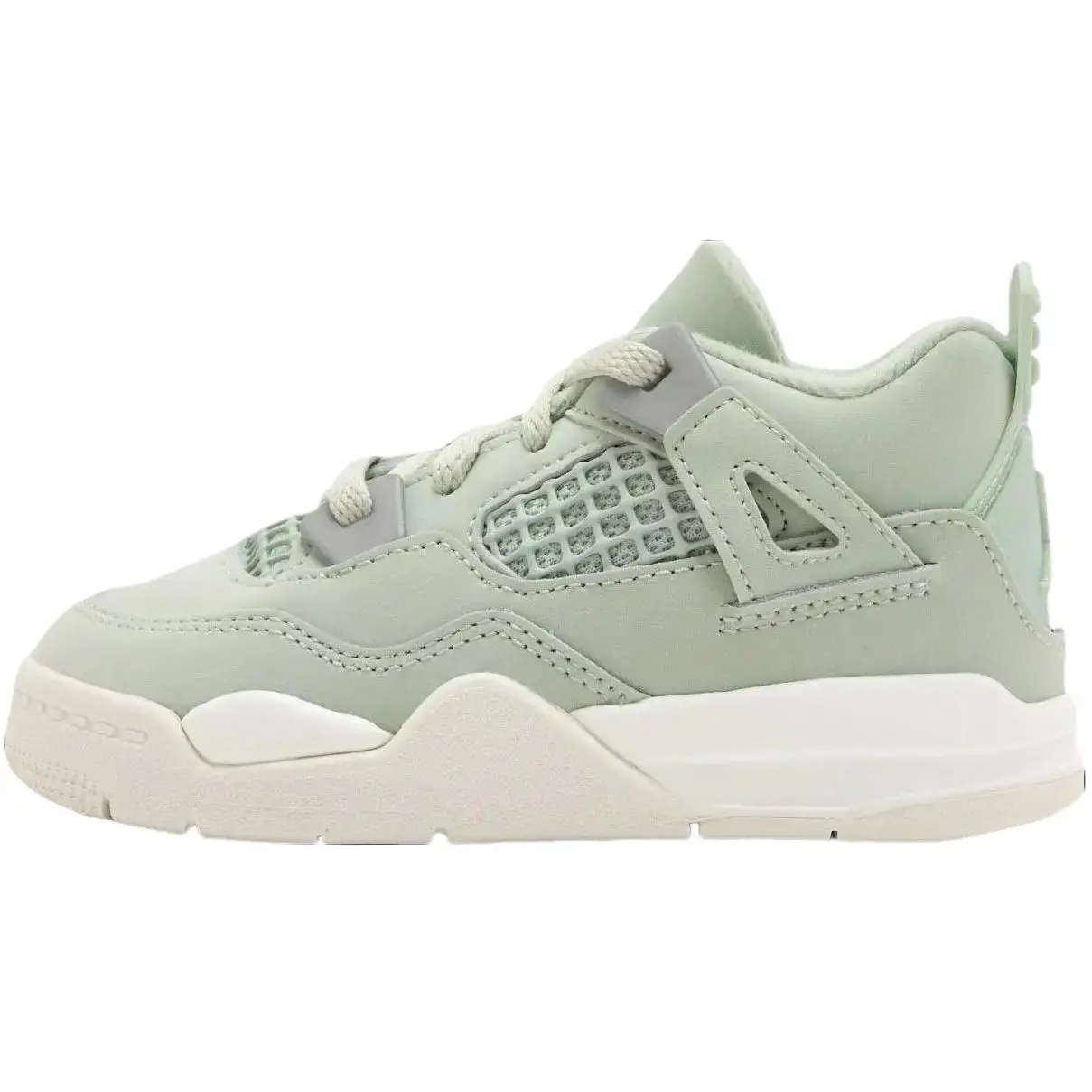 Nike Toddler Air Jordan 4 Retro TD 'Abundance-Seafoam' Girls' Sports Sneaker, Leather Upper, Cushioned Insole, Round Toe, Laces, Durability, Casual, Retro Look, Playful Look, Fresh Style, All Seasons, Everyday Wear
