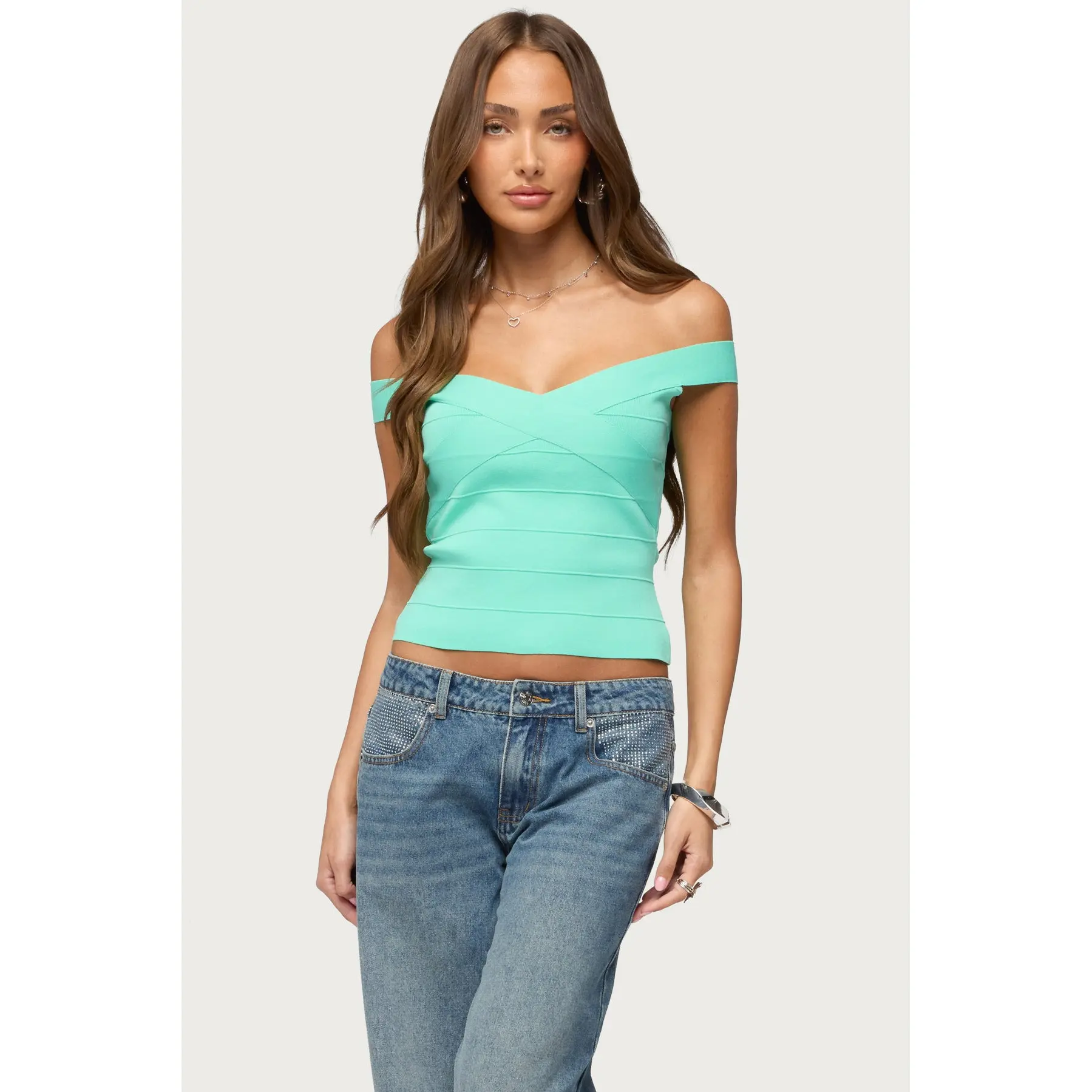 Niva Off Shoulder Bandage Knit Top