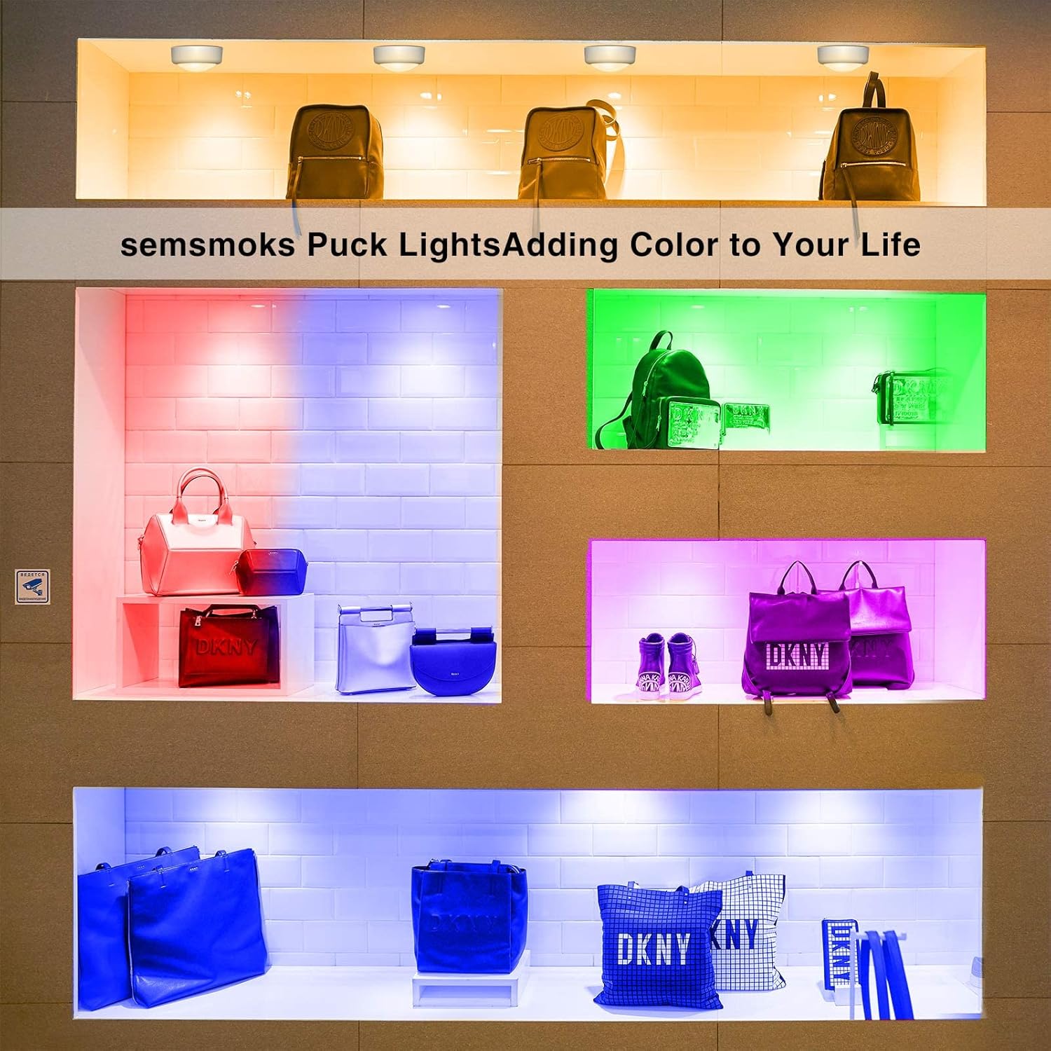 LED Puck Lights with Remote, 6 Pack Color Changing RGBW Stick-On Light, Battery Powered, Dimmable Under Cabinet Lighting with Timer & Memory, Wireless Push Lights for Kitchen & Closet