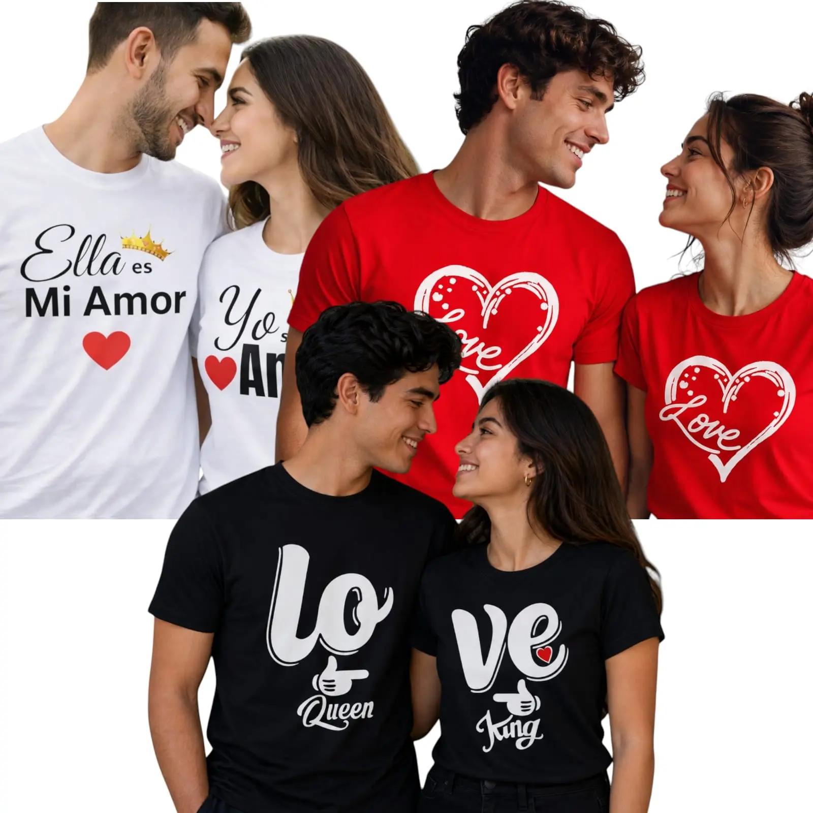 Matching Couples Love T-Shirts – White 100% Cotton Round Neck Unisex Shirt for Couples in Love| 'She Is My Love & I Am His Love’ Romantic Couple Outfit