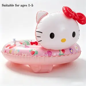 Viral TikTok Sanrio Hello Kitty Swim Ring with Stand Kawaii Safe Inflatable Float with Support Base for Pool & Beach Summer Fun