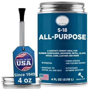 S-18 -Purpose Adhesive, 4 oz. can - Multi-Purpose, Rubber, Metal, Leather, Felt, , Neoprene, Glass, Flexible, , Long Lasting -
