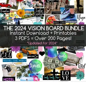 Vision Board Kit - Tools, Board, Pins & Templates for Goal Visualization