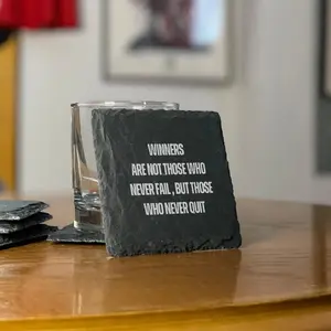 Winners Motivation Quote Set of 4 Coasters