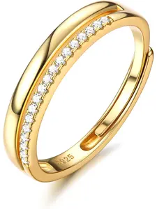 1 Pc 925 Sterling Silver Ring for Women Adjustable Thumb Rings Pave Engagement Ring Promise Eternity Wedding Ring Rose Gold Silver Rings for Women Non Tarnish Elegant Fashion Rings