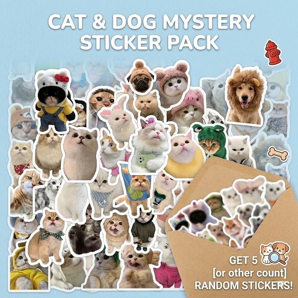 Random Sticker Pack 5pcs Surprise Stickers Set Cute Aesthetic Vinyl Stickers for Phone Laptop Water Bottle DIY Gift