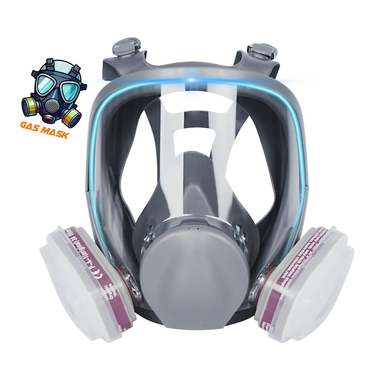 Yudaxsafe Reusable Full Face Respirator Mask with 2 Filters, PPE Work Safety Gear, Chemical Protection, Eyeglasses-Compatible for Construction Work