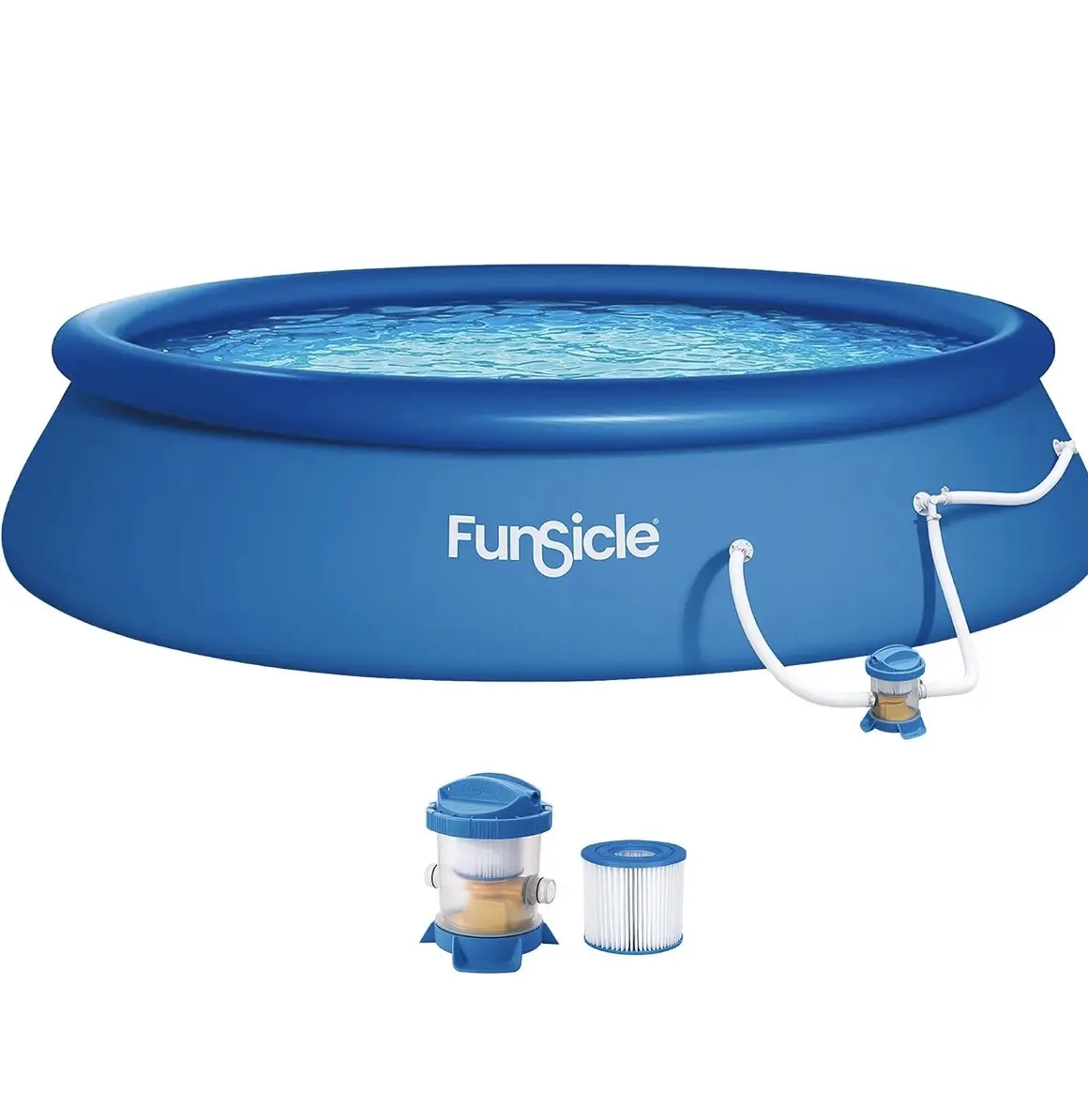 Funsicle Quickset 15' x 36" Round Above Ground Swimming Pool, with FiltraBoost 800 GPH Filter Pump, Type D Filter Cartridge & Repair Patch