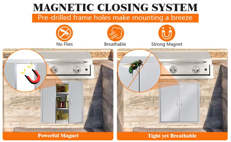 Garvee High-Performance Stainless Steel Outdoor Kitchen Doors and Access Panels Available in Multiple Sizes (17" to 31" W x 21" to 24" H) Perfect for BBQ Islands, Grilling Stations, Fireplaces, and Both Indoor and Outdoor Use