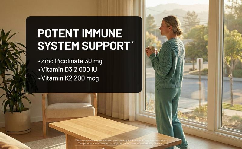 NatureWise Zinc Picolinate with D3 + K2 - Zinc Supplements for Men & Women + Vitamin D3 K2 - Supports Immune & Bone Health* - Non-GMO, Gluten Free, USA Manufactured