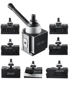 Quick Change Tool Post Set 8 Pcs Lathe Tool Holders For 10 To 15 Inch Mini Lathe Swing, Precision Metalworking Tool Post System With Exchangeable Post, High Rigidity Turret Style, Easy Installation And Tool Change For Hobby Shop