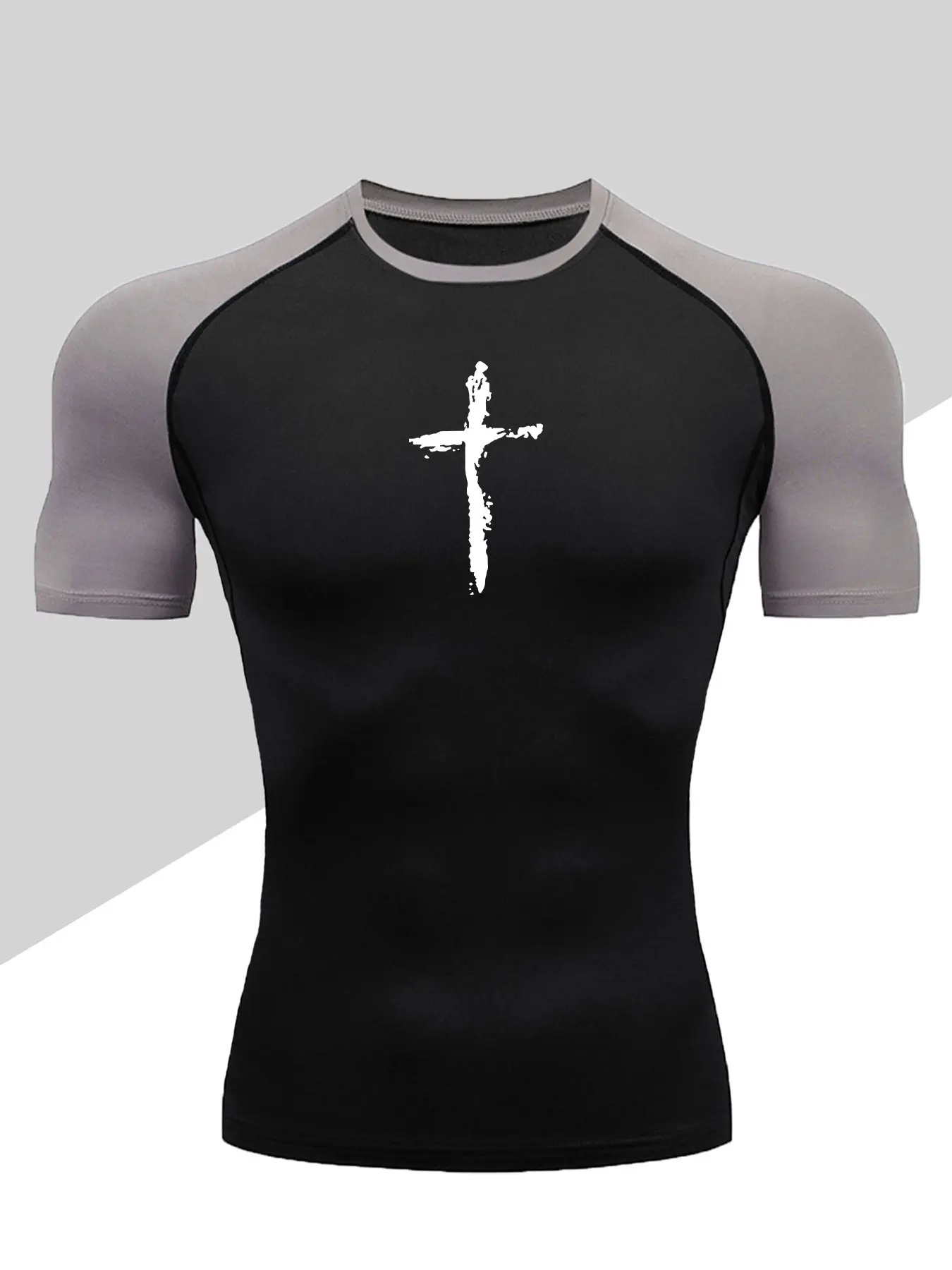 Men's Dragon Print Compression T-Shirt, Quick-Dry Breathable Stretch Fabric, Tight-Fitting Short Sleeve Top for Fitness and Outdoor Activities, Workout Rash Guard