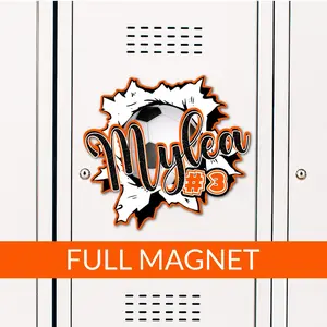 Ripped Soccer Locker Magnet - Full Magnet Backing Custom Team Colors Decor for School Lockers Vehicles and Metal Doors, Banquet Decorations, and Keepsakes