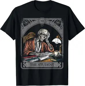 Funny Meme Nursing Medical Law Student Skeleton Tarot Card Summer Casual Shortsleeve Cotton T-Shirt
