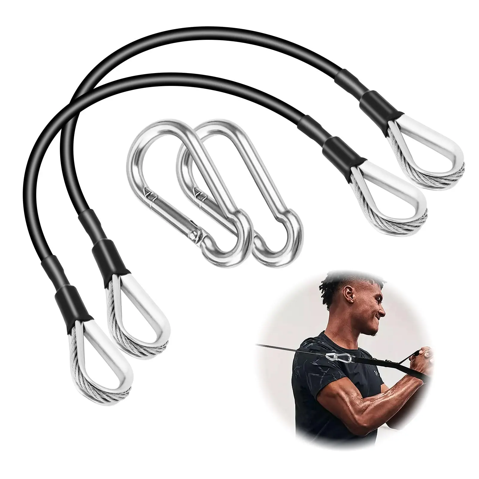 Resistance Band Cable, 2 Counts Stainless Steel Resistance Band Cable, Gym Strength Training Hanging Training Accessories for Home Gym, Home Workout Equipment, Exercise Equipment, Stretching Gear
