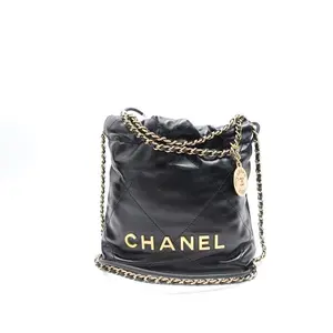 Pre-owned CHANEL Lambskin Shoulder Bags 22 Mini Black/Gold Shoulder Bag T ZY0000275724
