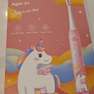 Dada-Tech Kids Electric Toothbrush Age 3-5-6-12-18 Year Old Rechargeable with Timer 3 Modes 4 Vibrating Heads Habit-Forming Stickers 31000VPM Power Kids Sonic Electric Toothbrush Tooth Brush for Girls Boys and Children