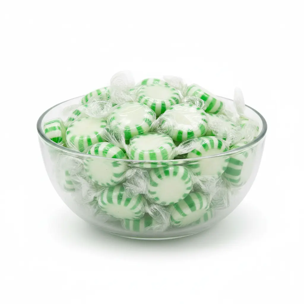Spearmint Discs Hard Candy Cool Crisp Wrapped Mint Candy Snack