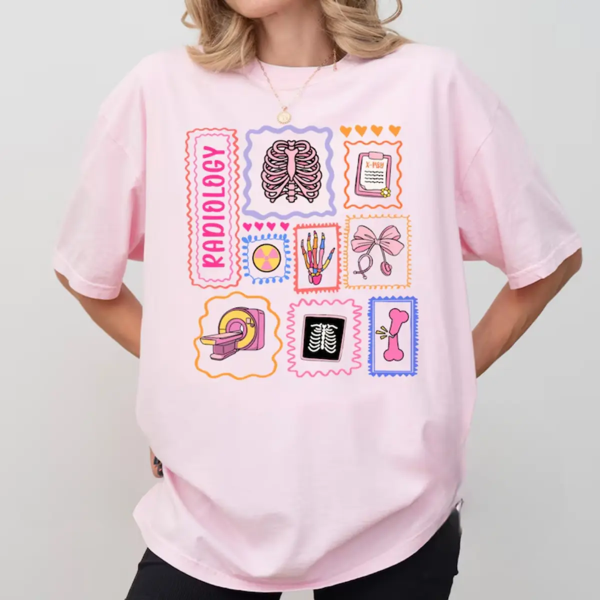 Women's Basic Short-Sleeves Soft Cotton Graphic Print T-Shirt, Radiology Xray Tech Radiologic Technologist Gift