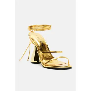 Out And About Wrap Up Heels - Gold