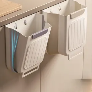 Hang-on-Cabinet Collapsible Trash Bin Thickened Wide Opening Easy Access Kitchen Waste Organizer 10L Capacity Space Saving