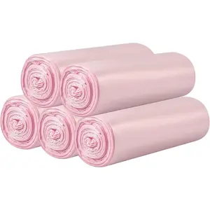 5 Rolls Small Trash Bags - 100 Counts Durable 4 Gallon Small Garbage Bags for  office kitchen Bathroom Bedroom Trash Can linersPink