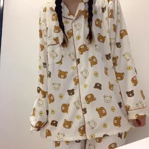 Rilakkuma Children's Cute Home Clothes Pajamas Set Lovers Pajamas Student Women's Spring Autumn Long Sleeves Long Pants Cartoon